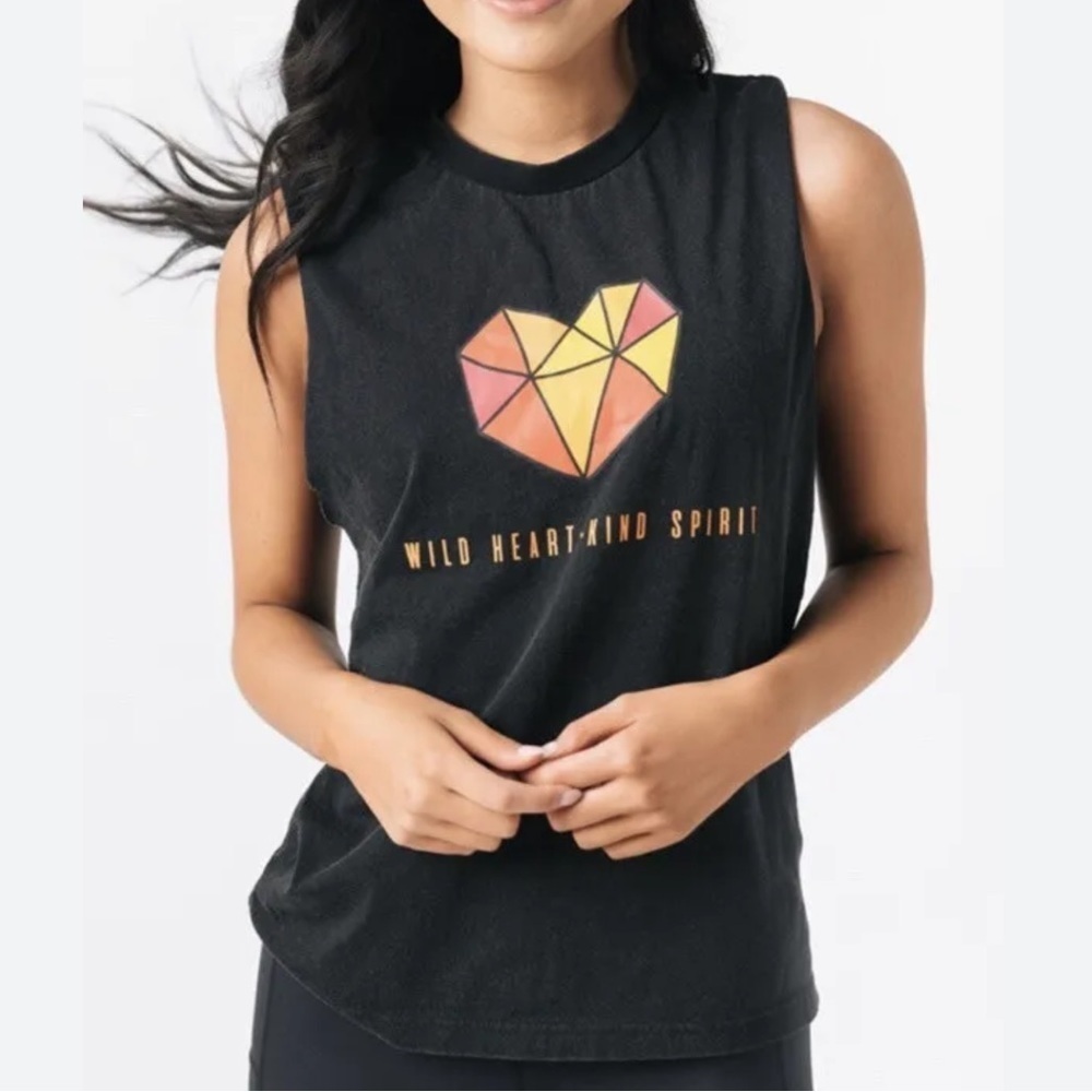 Zyia Active Women L Black Athletic Wild Heart Kind Spirit Graphic Tank Top